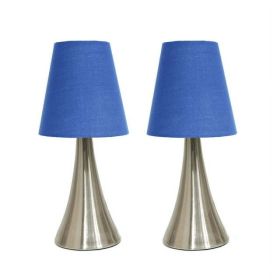 Valencia 2 Pack Mini Touch Table Lamp Set with Fabric Shades - Blue