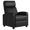 Faux Leather Push Back Theater Recliner Chair with Footrest - Black