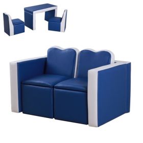 Kids 2-in-1 Sofa Sets-Blue - as picture