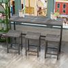 Modern Design Kitchen Dining Table, Pub Table, Long Dining Table Set with 3 Stools, Easy Assembly - Gray