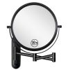 8 Inch Wall Mounted Makeup Vanity Mirror, Double Sided 1x/10x Magnifying Mirror, 360¬∞ Swivel with Extension Arm Bathroom Mirror - Black