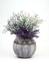 Art Decorated Gray Glass Vase for Flowers | Painted Art Glass Round Vase | Interior Design Home Room Decor | Table vase 6 inch - Gray - 180