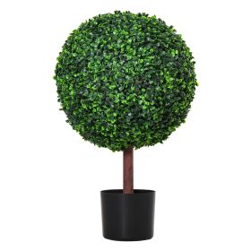 23.5" Artificial Boxwood Topiary Ball Tree, Fake Decorative Plant, Nursery Pot Included for Home, Balcony, Backyard and Garden - as Pic