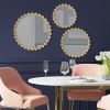 Gold Beaded Round Wall Mirror 3-piece set - as Pic