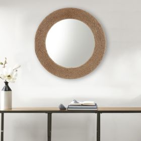 Natural Jute Rope Round Wall Mirror 26" - as Pic