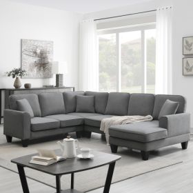 108*85.5" Modern U Shape Sectional Sofa, 7 Seat Fabric Sectional Sofa Set with 3 Pillows Included for Living Room, Apartment, Office,3 Colors  - Dark