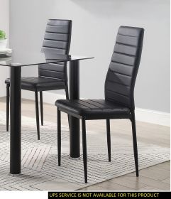 Modern Style Black Metal Finish Side Chairs 2pc Set Faux Leather Upholstery Contemporary Dining Room Furniture - as Pic