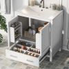 30" White Bathroom Vanity with Single Sink, Combo Cabinet Undermount Sink, Bathroom Storage Cabinet with 2 Doors and a Drawer, Soft Closing, Multifunc