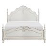 Victorian Style Antique White Full Bed 1pc Traditional Bedroom Furniture Floral Motif Carving Classic Look Posts - as Pic