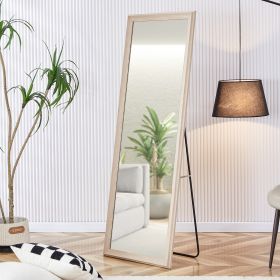 Third generation, light oak solid wood frame full-length mirror, large floor standing mirror, dressing mirror, decorative mirror, suitable for bedroom