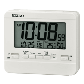 Seiko 4 in Everything Digital Alarm Clock, White, QHL086WLH