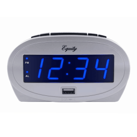 Equity 0.9 inch Blue LED Alarm Clock with USB Port, 30025