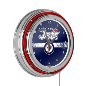 NHL Chrome Double Rung Neon Clock - Winnipeg Jetsâ„¢