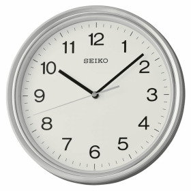 Seiko 11" Oita Wall Clock, Metallic Silver Traditional Round Quartz Analog QHA008SLH