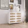 White Color 8 Drawers Chest of Drawers with Rattan Drawer Face Golden Legs and Handles - as Pic