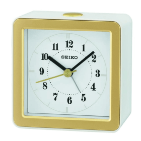 Seiko Gatsby Bedside Alarm Clock, White, Quartz, Analog, QHE082WLH