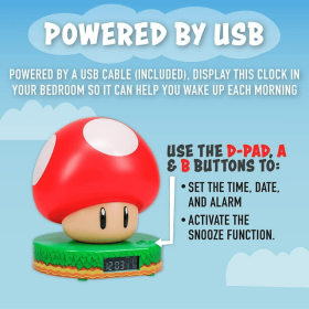 Paladone Super Mario Bros Mushroom Digital Alarm Clock with Power Up Sound Nintendo Room DÃ©cor and Merchandise