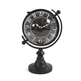 Zentique PC083 7.25 x 11.75 x 6.75 in. Iron Clock&#44; Black&#44; White