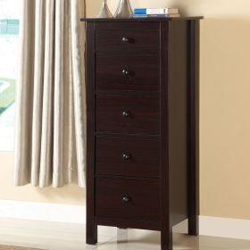 Transitional Espresso Compact Design 5-Drawer Chest Bedroom / Small Living Space Chest of drawers - as Pic