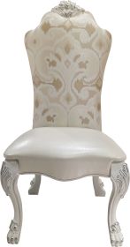 ACME Dresden Side Chair (Set-2), Fabric & Bone White Finish DN02242 - as Pic