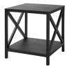 Farmhouse Square Side Table End Table with Storage Drawer Bedroom Nightstand - Black