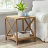 Farmhouse Square Side Table End Table with Storage Drawer Bedroom Nightstand - Rustic Weathered Oak