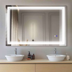 LED Lighted Bathroom Wall Mounted Mirror with High Lumen+Anti-Fog Separately Control+Dimmer Function - 60x40