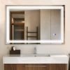 LED Lighted Bathroom Wall Mounted Mirror with High Lumen+Anti-Fog Separately Control+Dimmer Function - 55x36