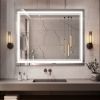 LED Lighted Bathroom Wall Mounted Mirror with High Lumen+Anti-Fog Separately Control+Dimmer Function - 48x40