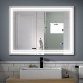 LED Lighted Bathroom Wall Mounted Mirror with High Lumen+Anti-Fog Separately Control+Dimmer Function - 48x36