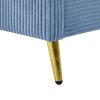 Queen Size Corduroy Platform Bed with Metal Legs - Blue