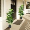 2-Pack Artificial Fiddle Leaf Fig Tree for Indoor and Outdoor - Green