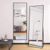 Wall-Mounted Alloy Frame Full Length Mirror, Black - as Pic