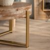 31.29"Modern Retro Splicing Round Coffee Table,Fir Wood Table Top with Gold Cross Legs Base - Gold