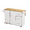 Kitchen Island Cart with 2 Door Cabinet and Three Drawers,43.31 Inch Width with Spice Rack,Towel Rack - White