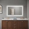 48√ó30 inch LED-Lit bathroom tempered mirror, wall mounted anti-fog memory Adjustable Brightness front and back light Rectangular Vanity mirror - as P