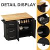 Kitchen Island Cart with 2 Door Cabinet and Three Drawers,43.31 Inch Width with Spice Rack,Towel Rack - Black