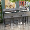 Modern Design Kitchen Dining Table, Pub Table, Long Dining Table Set with 3 Stools, Easy Assembly - Gray