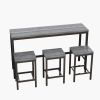 Modern Design Kitchen Dining Table, Pub Table, Long Dining Table Set with 3 Stools, Easy Assembly - Gray