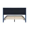 Queen Size Corduroy Platform Bed with Metal Legs - Blue