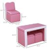 Kids 2-in-1 Sofa Sets-Pink - as picture