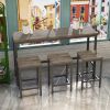 Modern Design Kitchen Dining Table, Pub Table, Long Dining Table Set with 3 Stools, Easy Assembly - Brown Gray