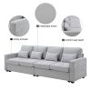 104" 4-Seater Modern Linen Fabric Sofa with Armrest Pockets and 4 Pillows,Minimalist Style Couch for Living Room, Apartment, Office,3 Colors  - Light