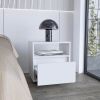 DEPOT E-SHOP Wasilla Nightstand with Open Shelf, 1 Drawer and Casters, White - as Pic