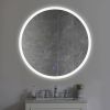 32 x 32 Inch Round Frameless LED Illuminated Bathroom Mirror, Touch Button Defogger, Metal, Silver - as Pic