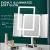 360¬∞ Adjust Foldable Makeup Mirror With LED Light Rechargeable Wireless 1-3X Magnifying 3 Tone Light Desktop Vanity Mirror Table - white light - CN