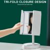 360¬∞ Adjust Foldable Makeup Mirror With LED Light Rechargeable Wireless 1-3X Magnifying 3 Tone Light Desktop Vanity Mirror Table - white light1 - CN