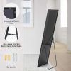 Floor Standing Mirror, Wall Mirror with Stand Aluminum Alloy Thin Frame,31''*71'',Black-rect - as Pic