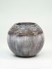 Art Decorated Gray Glass Vase for Flowers | Painted Art Glass Round Vase | Interior Design Home Room Decor | Table vase 6 inch - Gray - 180