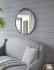 30" x 32" Classic Design Mirror with Round Shape and Baroque Inspired Frame for Bathroom, Entryway Console Lean Against Wall - as Pic